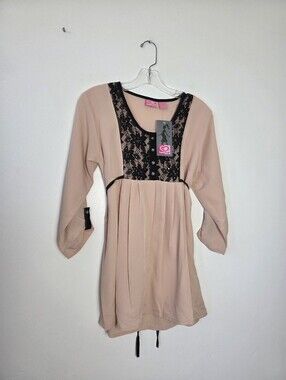NEW Times Two Maternity Blouse Top Blush Pink Lace Coquette Feminine Romantic L